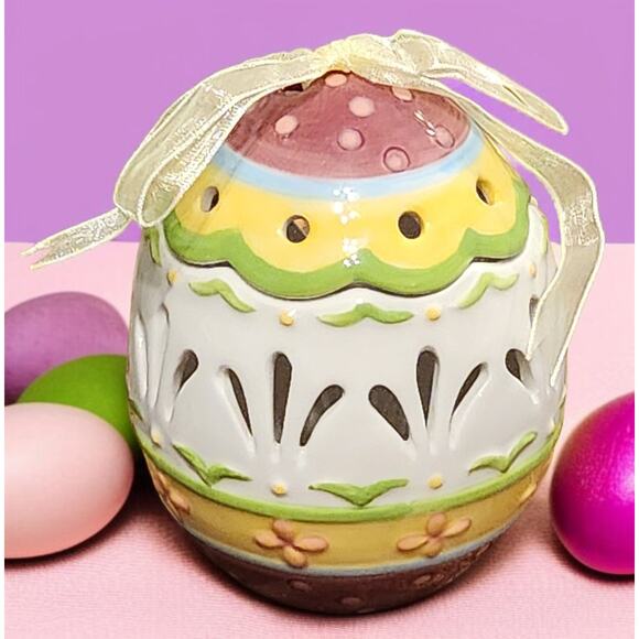 Fitz and Floyd Basket and Bows Collection Tea Light NIB Easter Spring - Picture 3 of 7